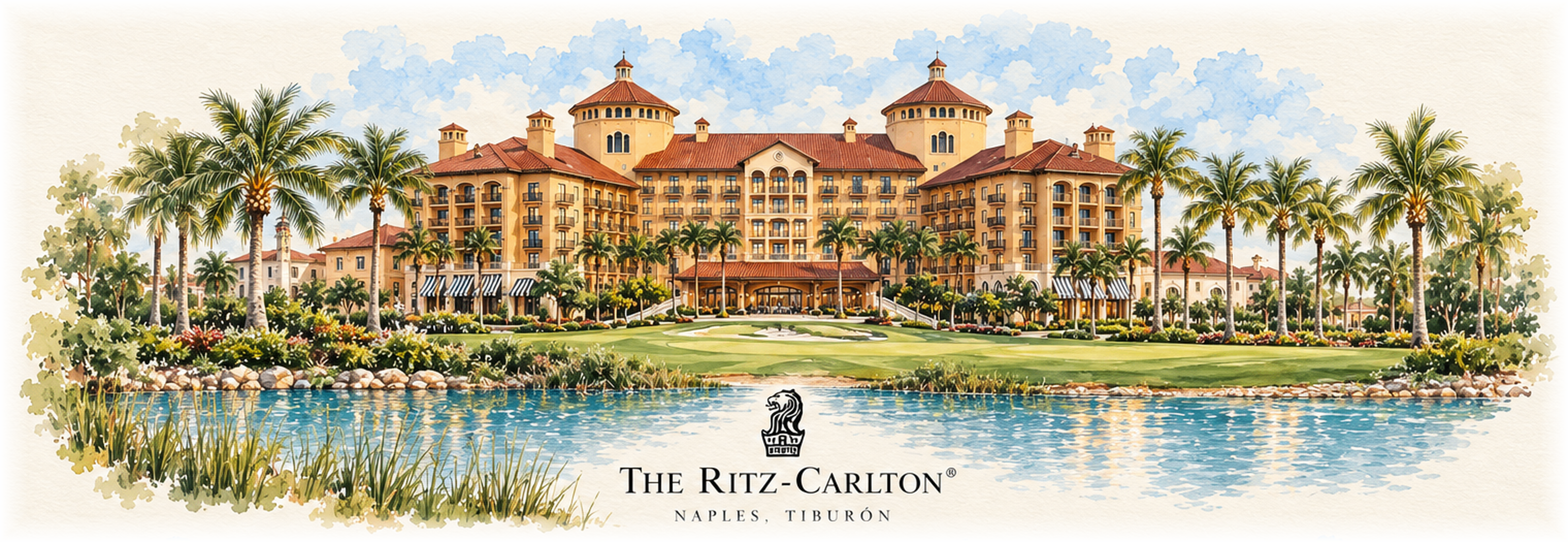 Watercolor sketch of The Ritz-Carlton Naples, Tiburón