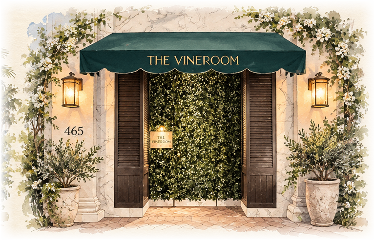 Watercolor sketch of The Vine Room